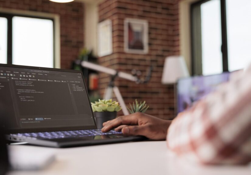 African american engineer programming app code